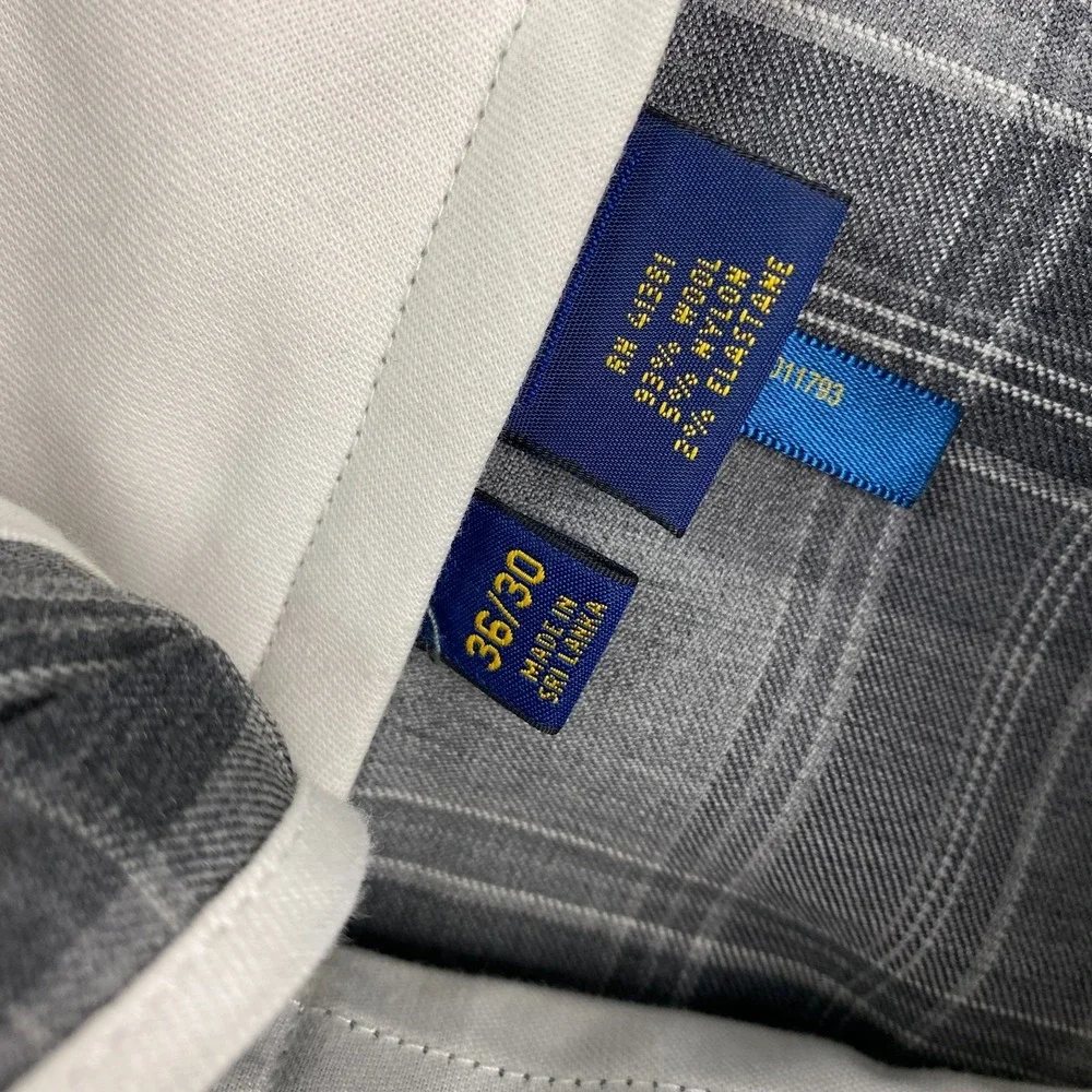 Polo Golf Ralph Lauren Pants Mens 36x30 Wool Gray Plaid stretch